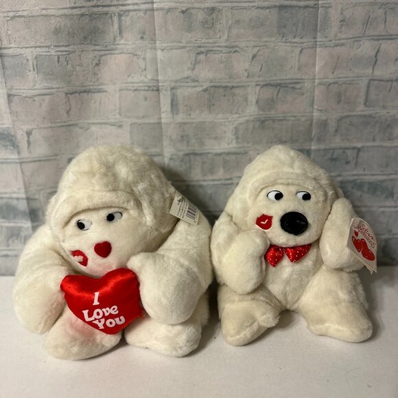SOFT IMPRESSIONS WHITE VALENTINE GORILLA STUFFED ANIMALS - Picture 1 of 5